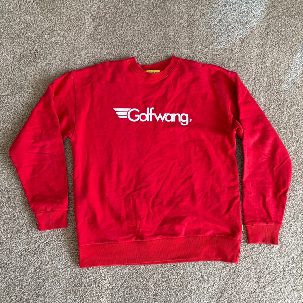 Golf Wang Bold logo streetwear Tyler the creator Red Crewneck Sweater size large